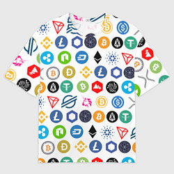 Мужская футболка оверсайз BITCOIN PATTERN БИТКОИН Z