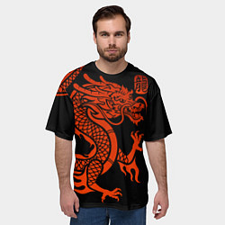 Футболка оверсайз мужская RED CHINA DRAGON, цвет: 3D-принт — фото 2