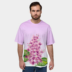 Футболка оверсайз мужская Акварельная сирень, цвет: 3D-принт — фото 2