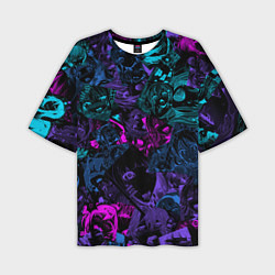Мужская футболка оверсайз Neon Ahegao