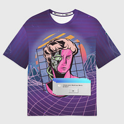 Футболка оверсайз мужская Vaporwave Cyborg Statue, цвет: 3D-принт