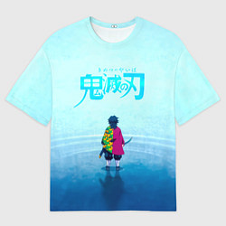 Футболка оверсайз мужская Гию Томиока Kimetsu no Yaiba, цвет: 3D-принт