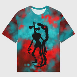 Мужская футболка оверсайз Сиреноголовый и Лошадь монстры