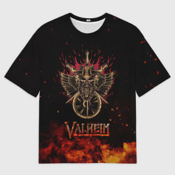 Мужская футболка оверсайз Valheim символ черепа