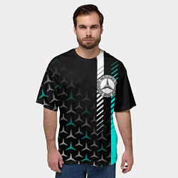 Футболка оверсайз мужская МЕРСЕДЕС AQUA BLACK GRADIENT, цвет: 3D-принт — фото 2