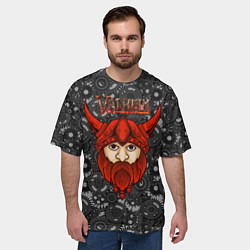 Футболка оверсайз мужская Valheim красный викинг, цвет: 3D-принт — фото 2