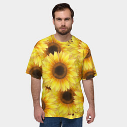 Футболка оверсайз мужская Подсолнухи в поле, цвет: 3D-принт — фото 2