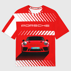 Мужская футболка оверсайз PORSCHE ПОРШЕ RED STYLE