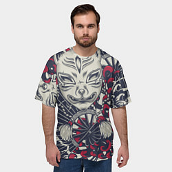 Футболка оверсайз мужская Кицунэ Маска лисы Z, цвет: 3D-принт — фото 2
