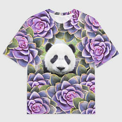 Футболка оверсайз мужская Панда среди цветов, цвет: 3D-принт