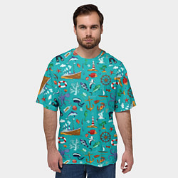 Футболка оверсайз мужская Морские обитатели, цвет: 3D-принт — фото 2