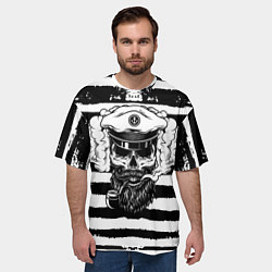 Футболка оверсайз мужская ТЕЛЬНЯШКА ВМФ ЧЕРЕП ФУРАЖКА, цвет: 3D-принт — фото 2