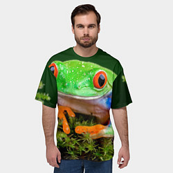 Футболка оверсайз мужская Тропическая лягушка, цвет: 3D-принт — фото 2