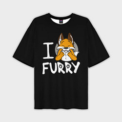 Мужская футболка оверсайз I love furry