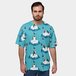 Футболка оверсайз мужская Пингвины, цвет: 3D-принт — фото 2
