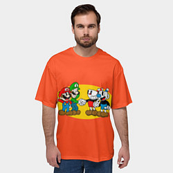 Футболка оверсайз мужская CupHead x Mario, цвет: 3D-принт — фото 2