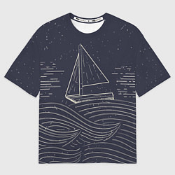 Футболка оверсайз мужская Одинокий корабль в море, цвет: 3D-принт