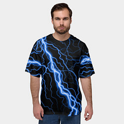 Футболка оверсайз мужская ГОЛУБАЯ МОЛНИЯ ГРОЗА, цвет: 3D-принт — фото 2