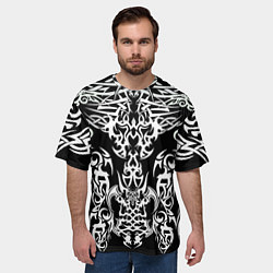 Футболка оверсайз мужская ТАТУ ЧЕРНО БЕЛОЕ УЗОР, цвет: 3D-принт — фото 2