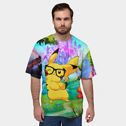 Футболка оверсайз мужская Пикачу в сказочном королевстве, цвет: 3D-принт — фото 2