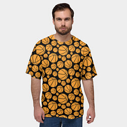 Футболка оверсайз мужская Баскетбольные Мячи, цвет: 3D-принт — фото 2