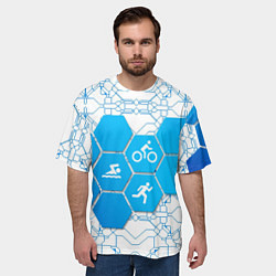 Футболка оверсайз мужская Плыви, Крути, Беги, цвет: 3D-принт — фото 2