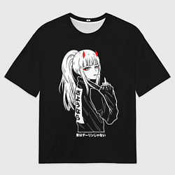 Футболка оверсайз мужская Зеро Ту показывает палец, цвет: 3D-принт