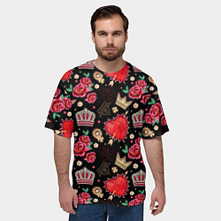 Футболка оверсайз мужская Корона и розы, цвет: 3D-принт — фото 2