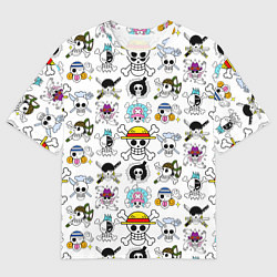 Футболка оверсайз мужская Веселые Роджеры пиратов Соломенной Шляпы, цвет: 3D-принт