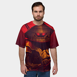 Футболка оверсайз мужская СЁГУН НА КРАСНОМ ФОНЕ, цвет: 3D-принт — фото 2