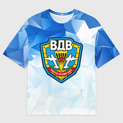 Футболка оверсайз мужская День ВДВ, значок, цвет: 3D-принт