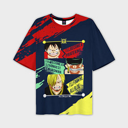 Мужская футболка оверсайз Луффи, Зоро и Санджи One Piece