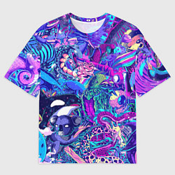 Футболка оверсайз мужская Неоновые Звери, цвет: 3D-принт