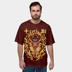 Футболка оверсайз мужская One Piece Портгас Д Эйс в огне, цвет: 3D-принт — фото 2