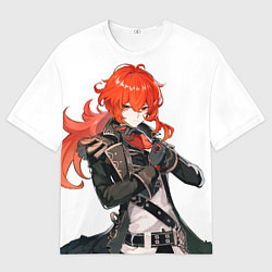 Футболка оверсайз мужская Дилюк из Genshin Impact, цвет: 3D-принт