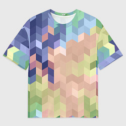 Футболка оверсайз мужская Абстрактный бежево-синий узор, цвет: 3D-принт