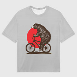 Мужская футболка оверсайз Медведь на велосиеде