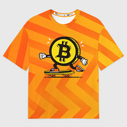 Мужская футболка оверсайз Биткоин на скейте