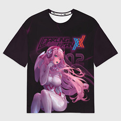 Мужская футболка оверсайз Zero Two в наушниках