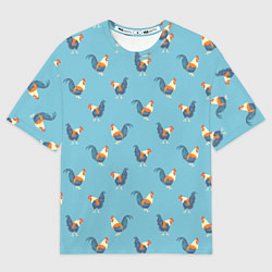 Футболка оверсайз мужская Петушки паттерн, цвет: 3D-принт