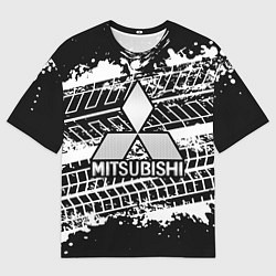 Футболка оверсайз мужская MITSUBISHI СЛЕДЫ ШИН, цвет: 3D-принт