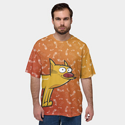 Футболка оверсайз мужская КОТОПЕС Кот спереди, цвет: 3D-принт — фото 2