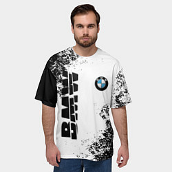 Футболка оверсайз мужская BMW БМВ РАЗРЕЗАННОЕ ЛОГО, цвет: 3D-принт — фото 2