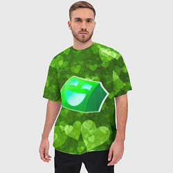 Футболка оверсайз мужская Geometry Dash: Green Love Z, цвет: 3D-принт — фото 2