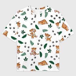 Мужская футболка оверсайз Милый тигр