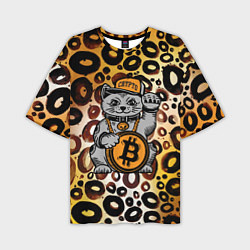 Мужская футболка оверсайз BitCoin кот