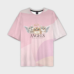 Мужская футболка оверсайз Кошечки - ангелы