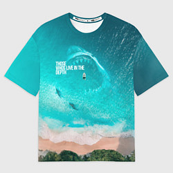 Мужская футболка оверсайз Shark in sea