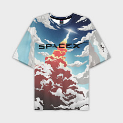 Мужская футболка оверсайз Ракета SpaceX