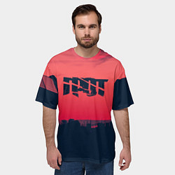 Футболка оверсайз мужская ГРОТ ЛОГО НА ФОНЕ ЗАКАТА, цвет: 3D-принт — фото 2